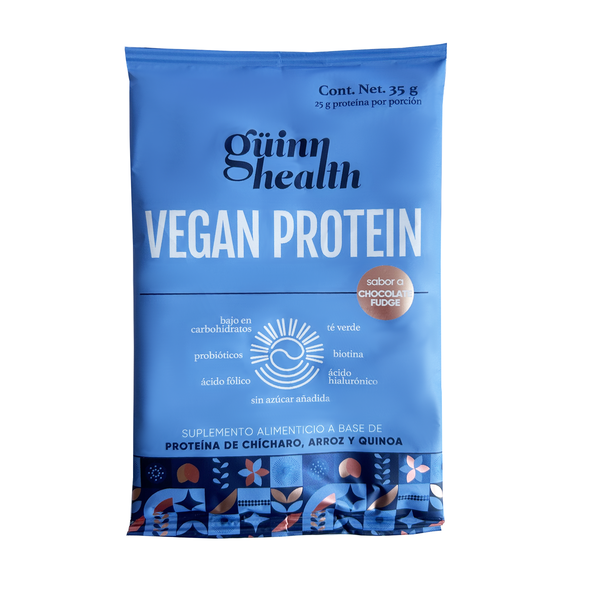 Vegan protein sachet paquete sabor chocolate fudge (15 servicios de 35 g)