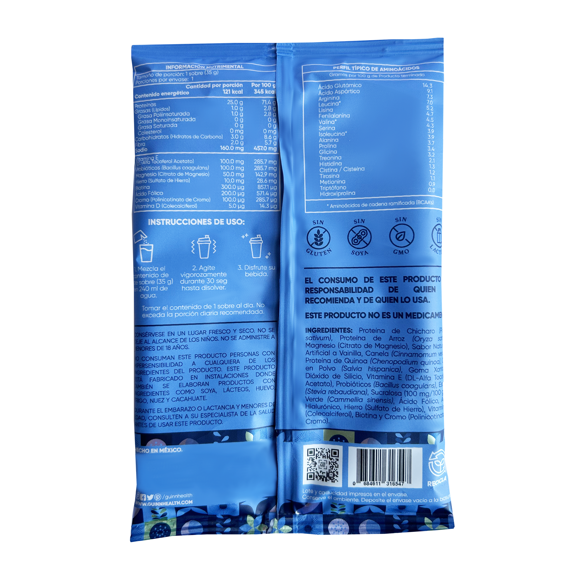 Vegan protein sachet paquete sabor vainilla french (15 servicios de 35 g)